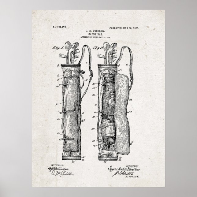 Caddy Bag Patent Print Poster (Framsidan)