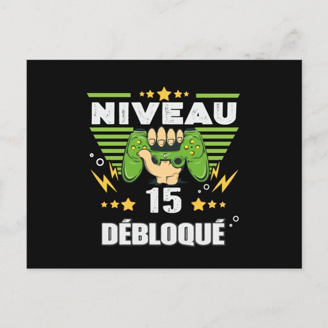 Cadeau 15 ans Anniversaire Gamer Niveau 15 Vykort (Framsida)