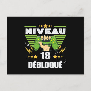 Cadeau 18 ans Anniversaire Gamer Niveau 18 Vykort