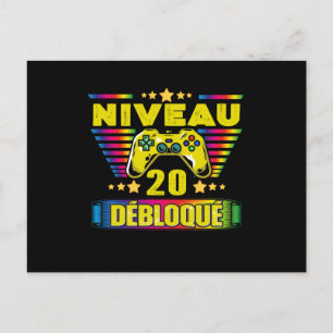Cadeau 20 ans Anniversaire Gamer Niveau 20 Vykort