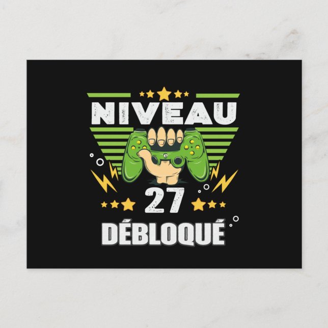 Cadeau 27 ans Anniversaire Gamer Niveau 27 Vykort (Framsida)
