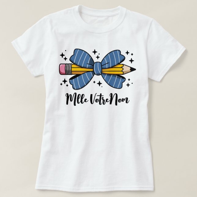 Cadeau Nom Personnalisé Nœud Papillon & Crayon T Shirt (Design framsida)