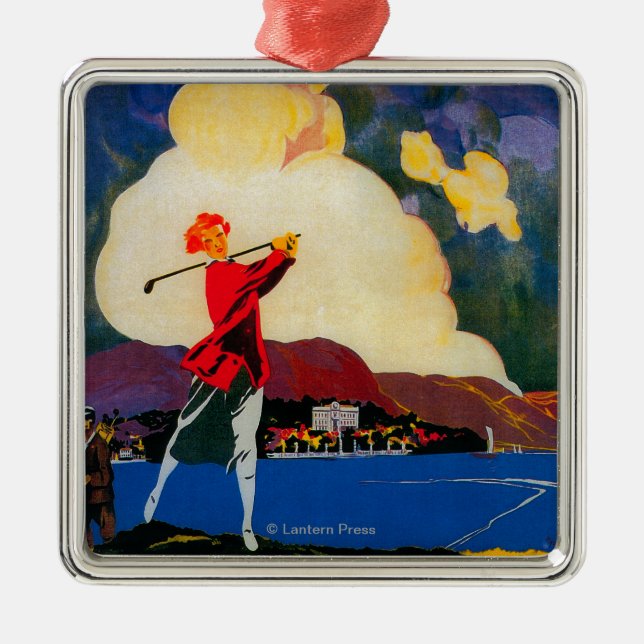 CadenabbiaTremezzo vintage PosterEurope Julgransprydnad Metall (Framsidan)