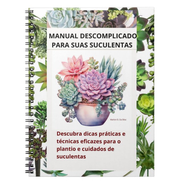 Caderno com capa de suculentas anteckningsbok (Framsidan)