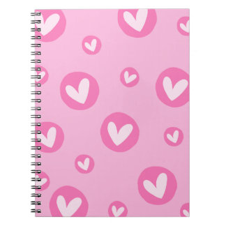 Caderno de Espiral com Padrão de Corações Rosa Anteckningsbok