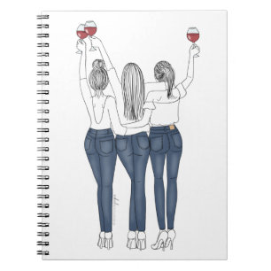 Caderno Desenho Amigas com Vinho Anteckningsbok
