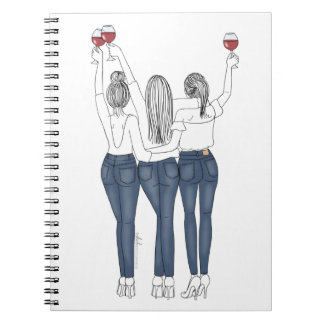 Caderno Desenho Amigas com Vinho Anteckningsbok