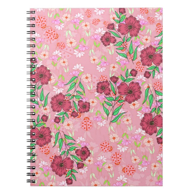 Caderno Espiral com Flores e joaninhas Anteckningsbok (Framsidan)