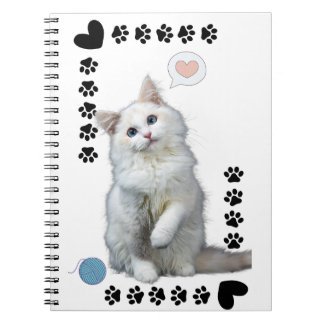 Caderno Espiral com Foto Gatinho Branco Anteckningsbok