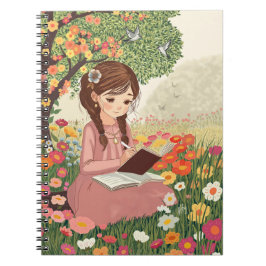 Caderno Espiral com Foto Menina escrevendo Anteckningsbok