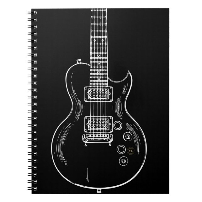 Caderno Espiral com guitarra Anteckningsbok (Framsidan)