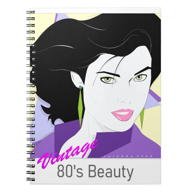 Caderno Espiral - com rosto de mulher 80s Style Anteckningsbok (Framsidan)