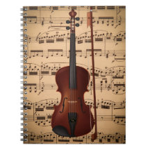Caderno espiral musicom arte digital violino