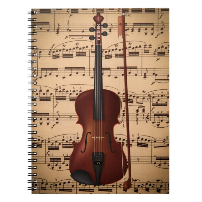 Caderno espiral musicom arte digital violino anteckningsbok (Framsidan)