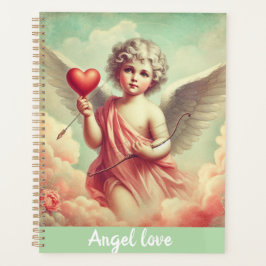 caderno personalizado anjo cupido com coração 