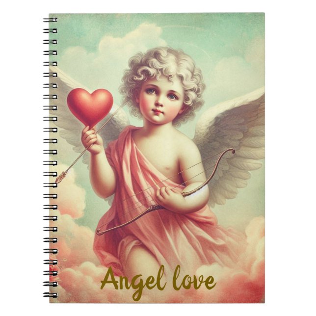 caderno personalizado anjo cupido com coração  anteckningsbok (Framsidan)