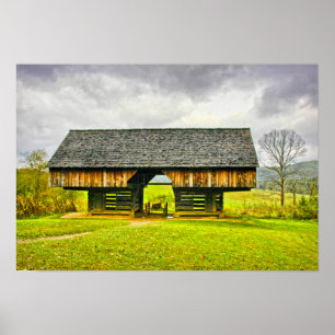 Cades Cove Cantilever Barn vid Tipton Ställe Poster