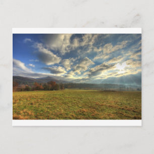 Cades Cove Morgon Sol Rays Vykort