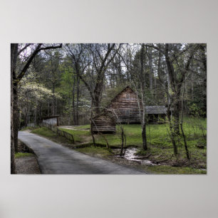 Cades Cove Rustic Cabin Ligcape Poster