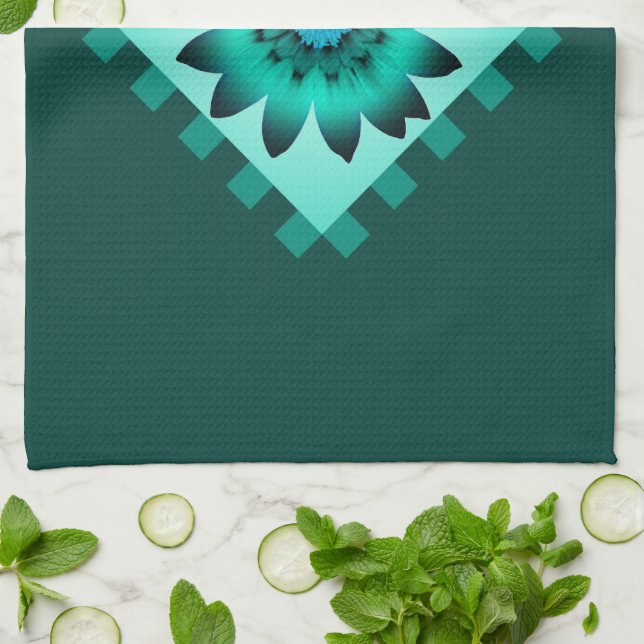 Cadet Blue Daisy Flower Kitchen Towel Kökshandduk (Vikta)