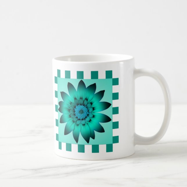 Cadet Blue Daisy Flower, Mönster Rand - Mugg (Höger)