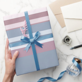 Cadet Grey and Desaturated Rose Stripes Presentpapper