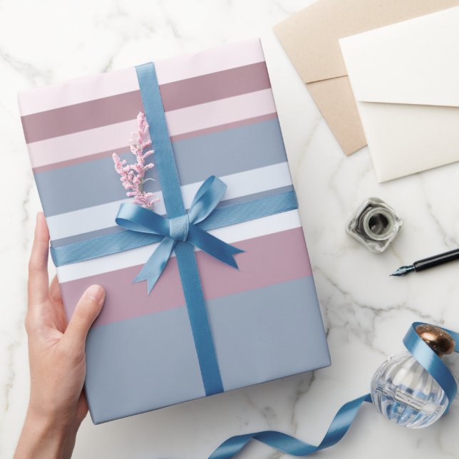 Cadet Grey and Desaturated Rose Stripes Presentpapper (Gifting)