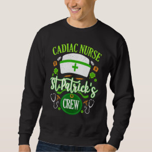 Cadiac Nurse St Patrick S Day Crew Shamrock Matchi Lång Ärmad Tröja