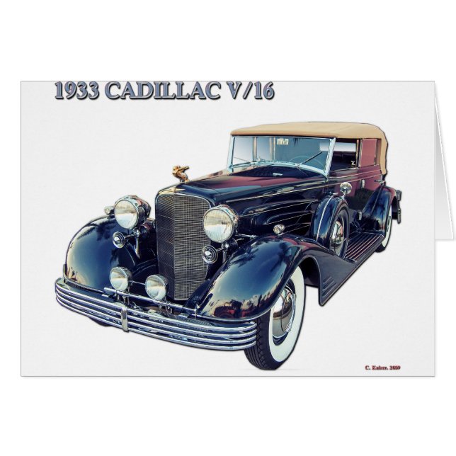 CADILLAC 1933 V/16 #2 HÄLSNINGSKORT (Framsidan Horizontal)