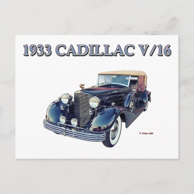 CADILLAC 1933 V/16 VYKORT (Framsida)
