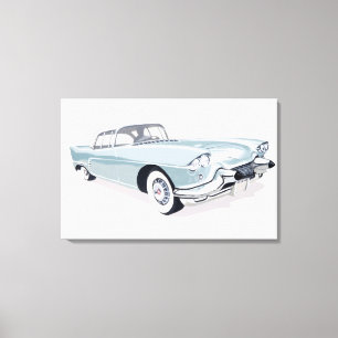 Cadillac 1957 med silhouetten av chaufförinsida canvastryck
