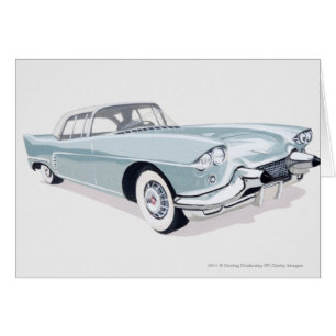 Cadillac 1957 med silhouetten av chaufförinsida hälsningskort