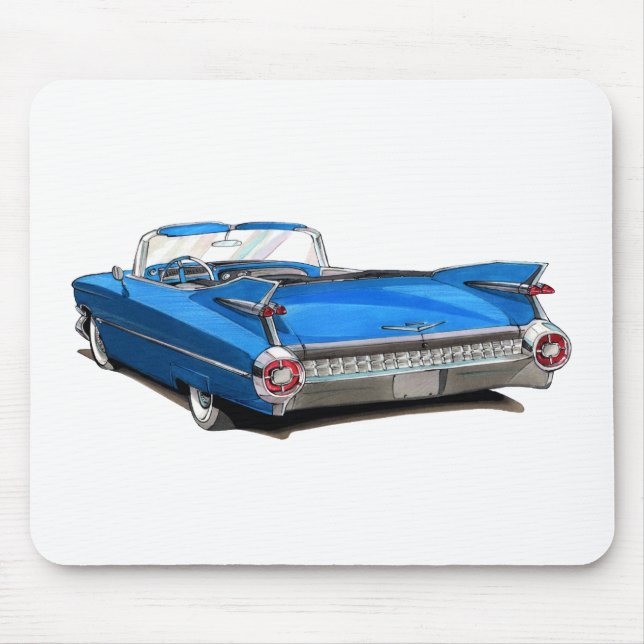 Cadillac blåttbil 1959 musmatta (Framsidan)