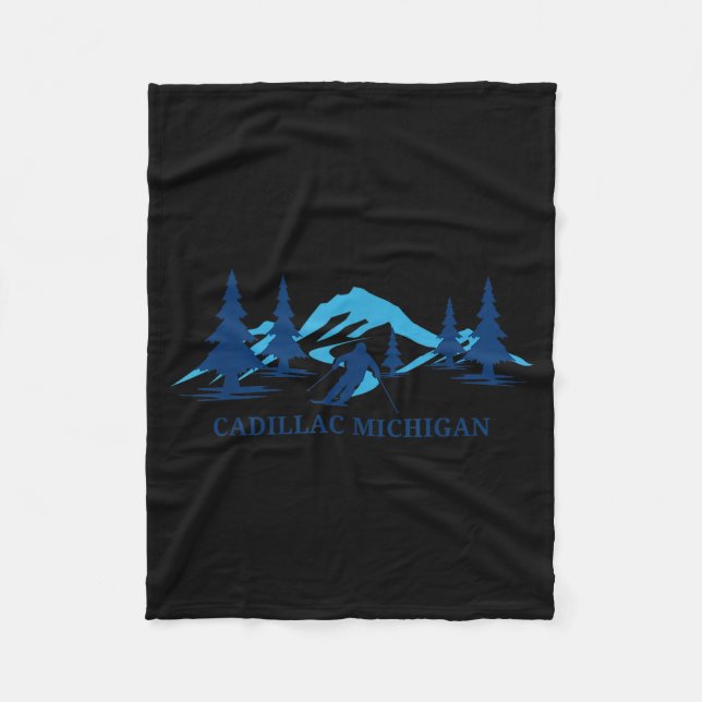 Cadillac michigan skidort skida skidåkare  fleecefilt (Framsidan)