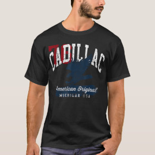 Cadillac Michigan Vintage Patriotisk Sportflicka T Shirt