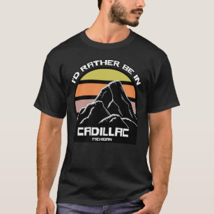 Cadillac Michigan Vintage Sunset Mountain T-Shirt