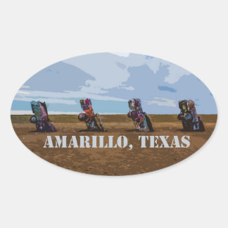 Cadillac Ranch - Amarillo, Texas Sticker Ovalt Klistermärke