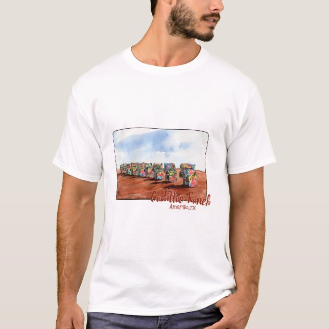 Cadillac Ranch, Amarillo, Texas T Shirt (Framsida)