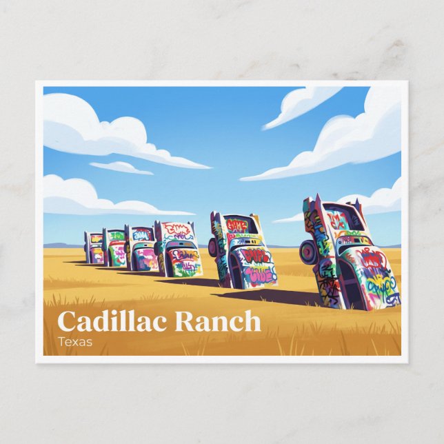 Cadillac Ranch Amarillo Texas Vykort (Framsida)