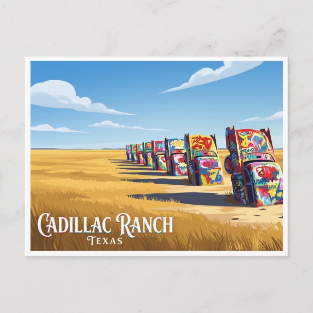 Cadillac Ranch Amarillo Texas Vykort (Framsida)