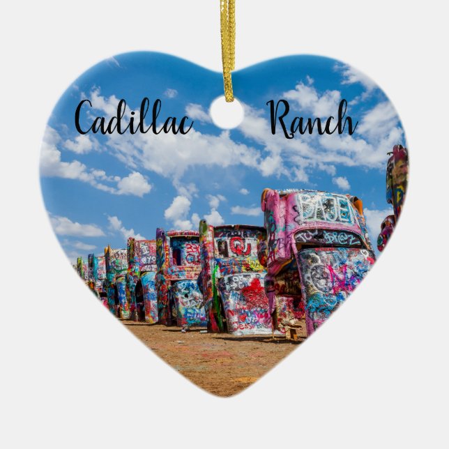 Cadillac Ranch, Texas, Heart Julgransprydnad Keramik (Framsidan)