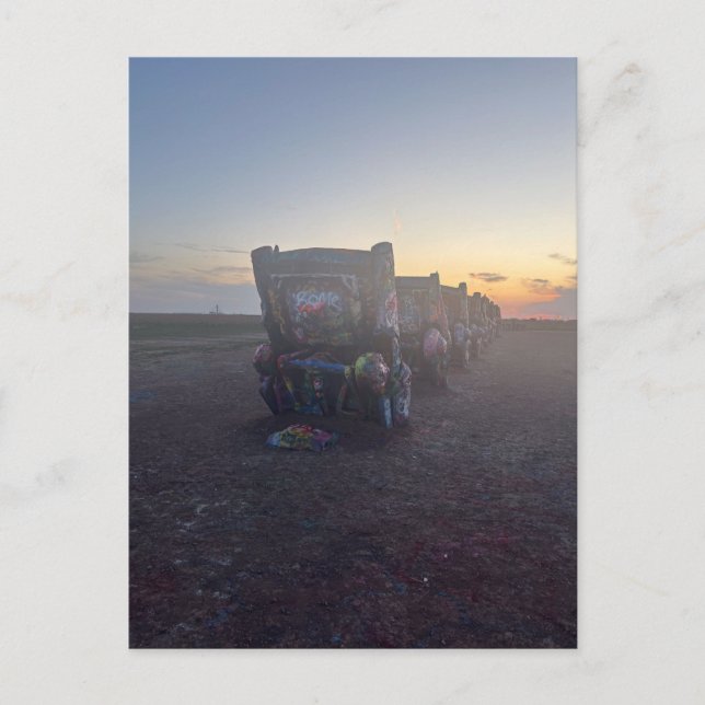 Cadillac Ranch vid solnedgång Vykort (Framsida)