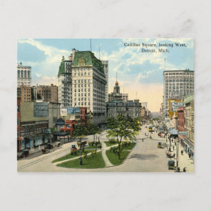 Cadillac Square, Detroit Michigan, 1915 Vintage Vykort
