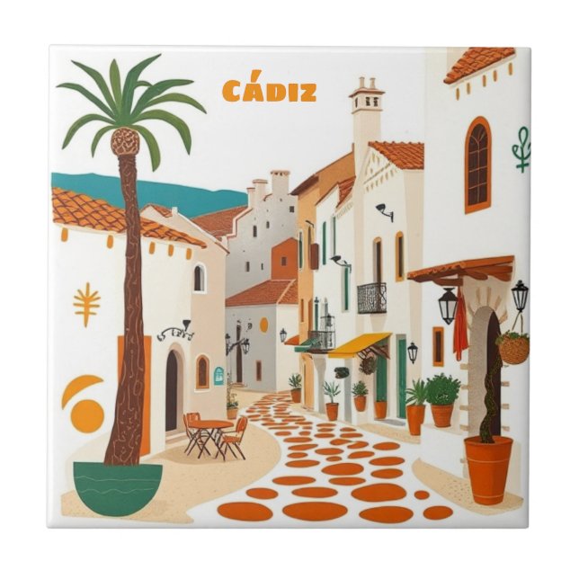 Cádiz Andalusien Spanien Keramiska Plattor Kakelplatta (Framsidan)