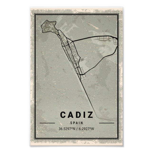 Cadiz map print poster canvas | Spain (Framsidan)