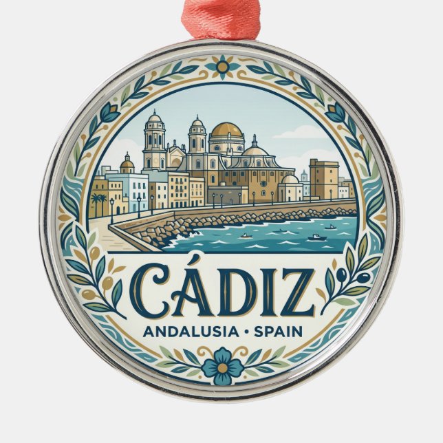 Cádiz Spanien Julgransprydnad Metall (Framsidan)