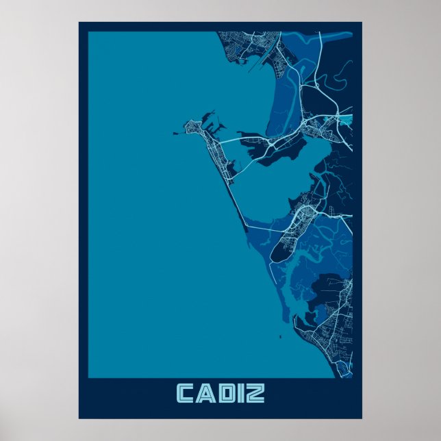 Cadiz - Spanien Peace City Karta Poster (Framsidan)