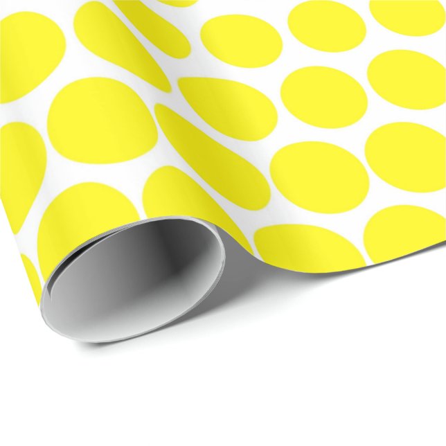 Cadmium Gult Polka Dot Modern White Presentpapper (Rullad Hörn)