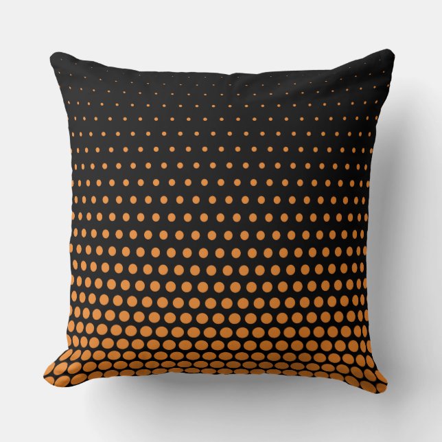 Cadmium Orange Polka Dot Modern Black Kudde (Framsida)