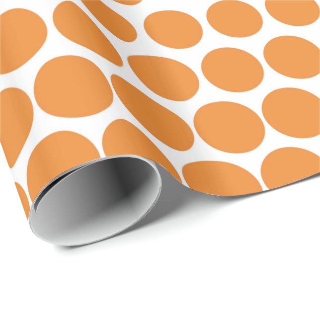 Cadmium Orange Polka Dot Modern White Presentpapper (Rullad Hörn)